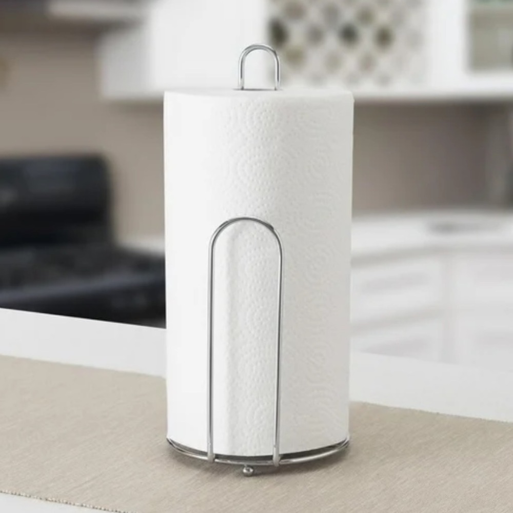 Soro Essentials- Chrome Plated Countertop Paper Towel Holder w/ Weighted Base